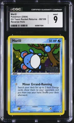 CGC 9 Marill EX Team Rocket Returns 68/109 Reverse Holo Stamped Pokemon Card - Image 1