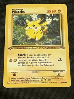 Pikachu 60/64 Jungle Set Vintage 1st edition 1999 Pokemon Card MP - Image 1