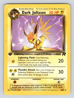 1st Edition Dark Jolteon MP Vintage 38/82 Team Rocket Pokemon Card - Image 1