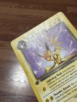 1st Edition Dark Jolteon MP Vintage 38/82 Team Rocket Pokemon Card - Image 2