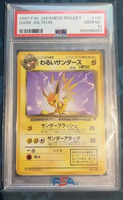 1997 Pokemon Japanese Team Rocket Dark Jolteon #135 PSA 10 - Image 1