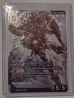 GUNDAM TCG CARD GAME JUSTICE GUNDAM GD01-066 LR HOLO FOIL ENGLISH NEWTYPE RISING - Image 2