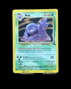 Pokemon TCG Muk Fossil Holo Rare Card 13/62 Vintage 1999 LP Good Condition - Image 1