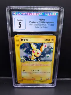 2001 Pokemon Japanese Expansion Pack Pichu 114/128 Holo 1st Edition CGC 5 - Image 1