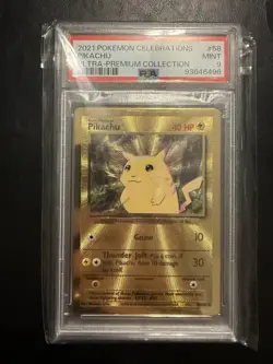 Pokemon PSA 9 Mint Pikachu 58/102 Gold Metal Celebrations UPC - Image 1