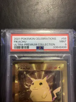 Pokemon PSA 9 Mint Pikachu 58/102 Gold Metal Celebrations UPC - Image 3