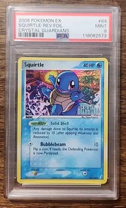 Squirtle 64/100 Crystal Guardians Reverse Holo Pokemon Psa 9 - Image 1
