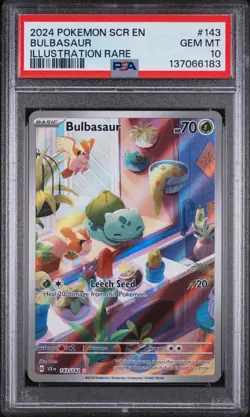 2024 Pokemon SCR EN Bulbasuar 143/142 Illustration Rare PSA 10 (QR183 - Image 1