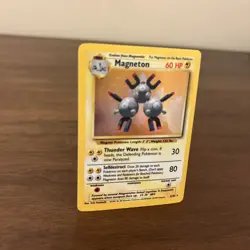 Pokemon TCG Magneton Base Set Holo Unlimited Rare Card 9/102 LP-MP Condition - Image 2