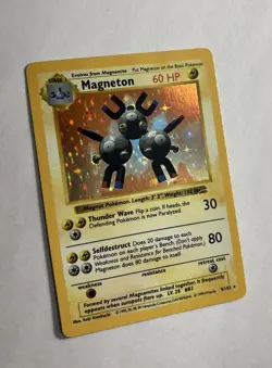 1999 Base Set Shadowless Magneton Holo #9/102 Rare WOTC Pokemon Card TCG LP NM! - Image 2
