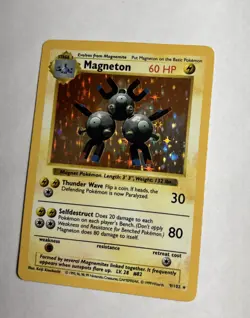 1999 Base Set Shadowless Magneton Holo #9/102 Rare WOTC Pokemon Card TCG LP NM! - Image 3