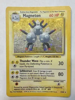 Pokemon TCG Magneton Base Set Holo Rare Card 9/102 WOTC MP/LP - Image 1