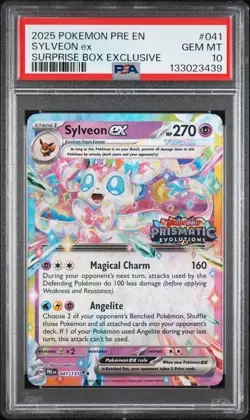 Pokemon Prismatic Evolutions Sylveon ex 041/131 Surprise Box Stamped PSA 10 - Image 1