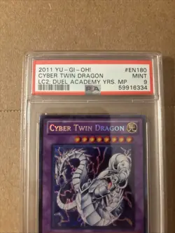 Yugioh PSA 9 MINT Cyber Twin Dragon LCGX-EN180 Secret Rare Duel Academy 2011 - Image 2