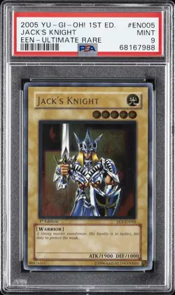 2005 YU-GI-OH! ELEMENTAL ENERGY 1ST ED ULTIMATE RARE #EN005 JACK'S KNIGHT PSA 9 - Image 1