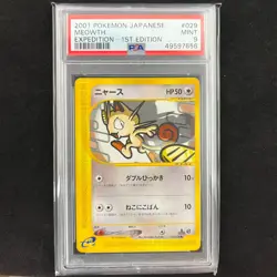 Meowth 029/128 1st ED Expedition Base Set Pokemon Card JPN 2001 PSA 9 - Image 1