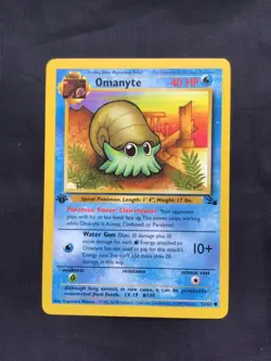 Pokemon Cards: Fossil 1st Edition Common: Omanyte 52/62 - Image 1