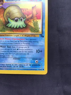 Pokemon Cards: Fossil 1st Edition Common: Omanyte 52/62 - Image 4