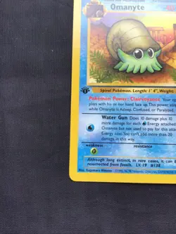Pokemon Cards: Fossil 1st Edition Common: Omanyte 52/62 - Image 5