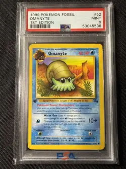Omanyte Fossil 52/62 1st Edition Regular Card PSA 9 Mint WOTC Vintage Pokemon - Image 1
