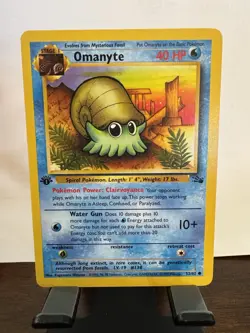Pokemon TCG Omanyte Card 52/62 Fossil, 1st Edition, Regular Lightly Played #9 - Image 1