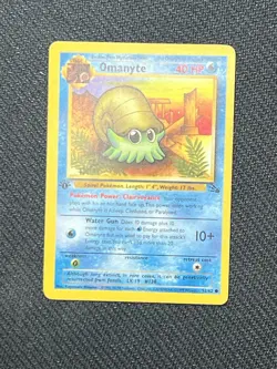 Pokemon TCG Omanyte Card 52/62 Fossil, 1st Edition, Regular - Image 1