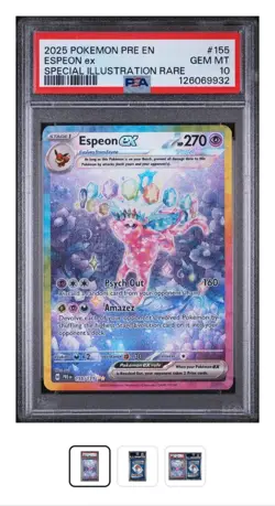 2025 POKEMON PRE EN PRISMATIC EVOLUTIONS SIR #155 ESPEON EX PSA 10 - Image 1
