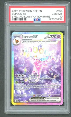 2025 POKEMON PRE EN PRISMATIC EVOLUTIONS SIR #155 ESPEON EX PSA 10 - Image 1