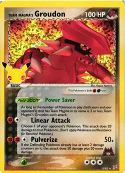 Pokemon TCG Team Magma's Groudon 9/95 Celebrations: Classic Collection Holo NM - Image 1