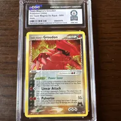 Pokemon TCG Team Magma's Groudon Holo Rare Card 9/95 World Record Holder CGC - Image 2