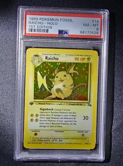 PSA 8 1999 Pokemon Card - Fossil 1st First Edition - Raichu 14/62 - Holo - Image 1