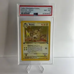 1999 1st Edition Vintage Pokemon Fossil Raichu Holo #14/62 PSA 8 NM-MT - Image 1