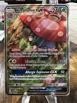 Pokemon Vileplume GX TCG Holo Card Cosmic Eclipse Full Art Ultra Rare 211/236 - Image 1