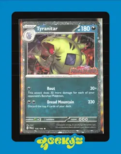 Pokemon TCG Tyranitar Scarlet & Violet Paldea Evolved Holo Card 135/193 Stamped - Image 1