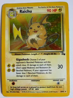 Pokemon TCG Raichu Fossil Holo Rare Card 14/62 HP - Image 1