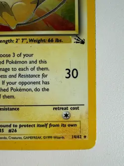 Pokemon TCG Raichu Fossil Holo Rare Card 14/62 HP - Image 4