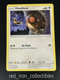 Hoothoot 165/236 Common Unified Minds Sun & Moon Pokemon Card NM - Image 1