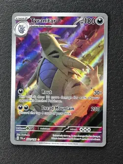 Pokemon TCG Tyranitar Holo Card 222/193 Sv02 Paldea Evolved Illustration Rare - Image 1