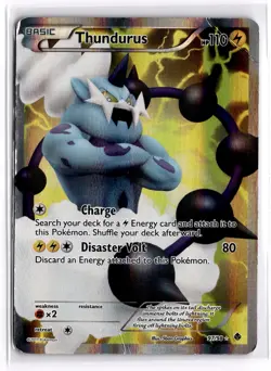 Pokemon TCG Thundurus (97 Full Art) 97/98 BW: Emerging Powers Ultra Rare DAMAGED - Image 1