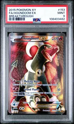 Pokemon XY Breakthrough #153 Full Art Houndoom EX PSA 9 - Image 1