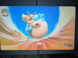 Official Pokemon playmat featuring Eevee and Snorlax from Regional events - Image 1