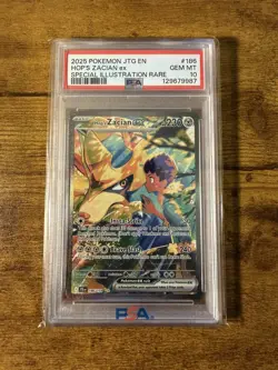 Pokemon TCG Hop's Zacian EX Holo Card 186/159 Sv09: Journey Together PSA 10 - Image 1
