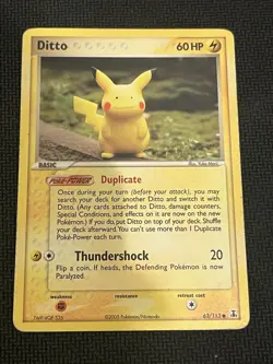 Ditto (Pikachu) 63/113 Common Pokemon EX Delta Species 2005 Non-Holo Vintage MP+ - Image 1