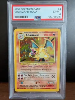 1999 POKEMON TCG Base Set Unlimited #4 CHARIZARD - HOLO PSA 6 EX-MT - Image 1