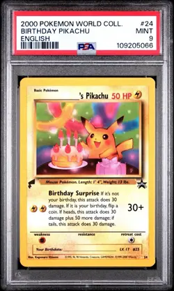2000 POKEMON PIKACHU WORLD COLLECTION #24 BIRTHDAY PIKACHU ENGLISH PSA 9 - Image 1