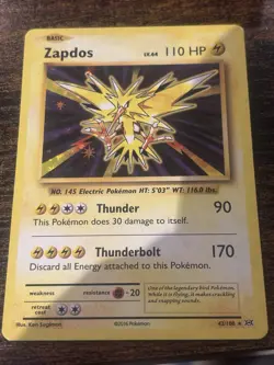 Pokemon TCG Zapdos XY - Evolutions #42 Basic/Rare Holo - Image 1