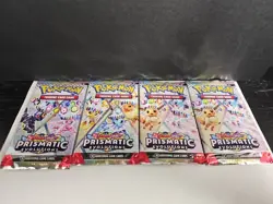 4x Pokemon Prismatic Evolutions Booster Pack Lot x4 - New Factory Sealed - Image 1