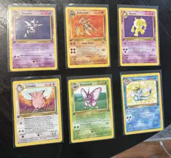 Lot Of 6 Rare Non-Holo First Edition Pokemon From Jungle And Fossil Set - Image 1