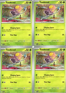 4x Pokemon TCG Toedscool 015/182 Sv04: Paradox Rift Common Playset - Image 1