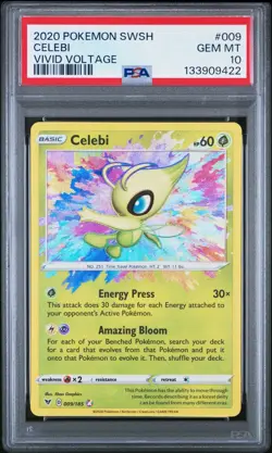 2020 POKEMON SWORD & SHIELD VIVID VOLTAGE #009 CELEBI PSA 10 - Image 1